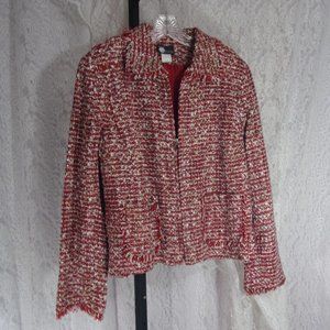 Red White Black Zip Front Jacket